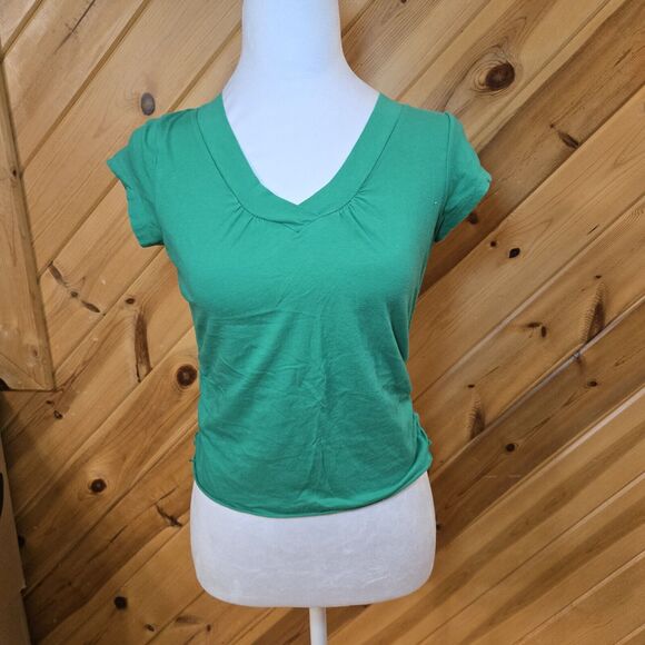 Vintage Deb Y2K 00s  Green V Neck Medium Side Scrunch Short‎ - Picture 1 of 6